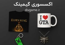 اکسسوری گیمینگ شامل ماگ، تیشرت، جاکلیدی و گردنبند با طراحی مخصوص گیمرها - DivGame