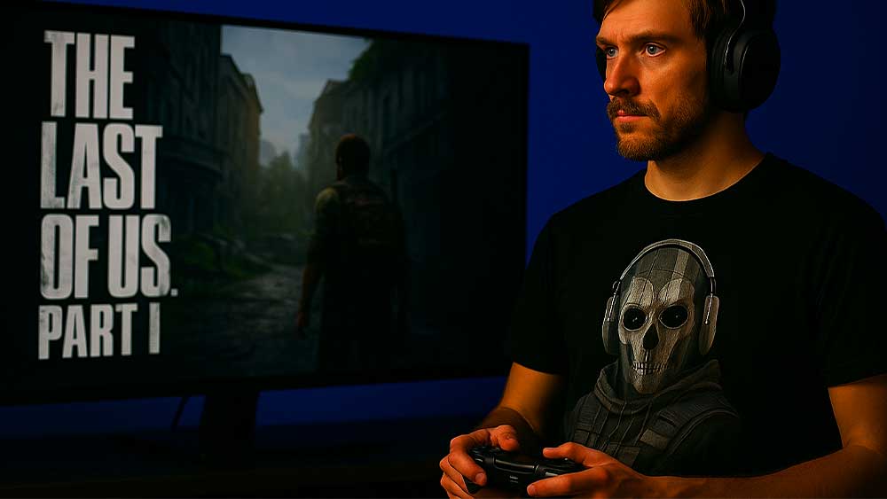 تیشرت گیمینگ با طرح استروبات و کنترلر پلی استیشن