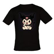 نمای نزدیک از چاپ کرومی روی تیشرت مشکی صورتی